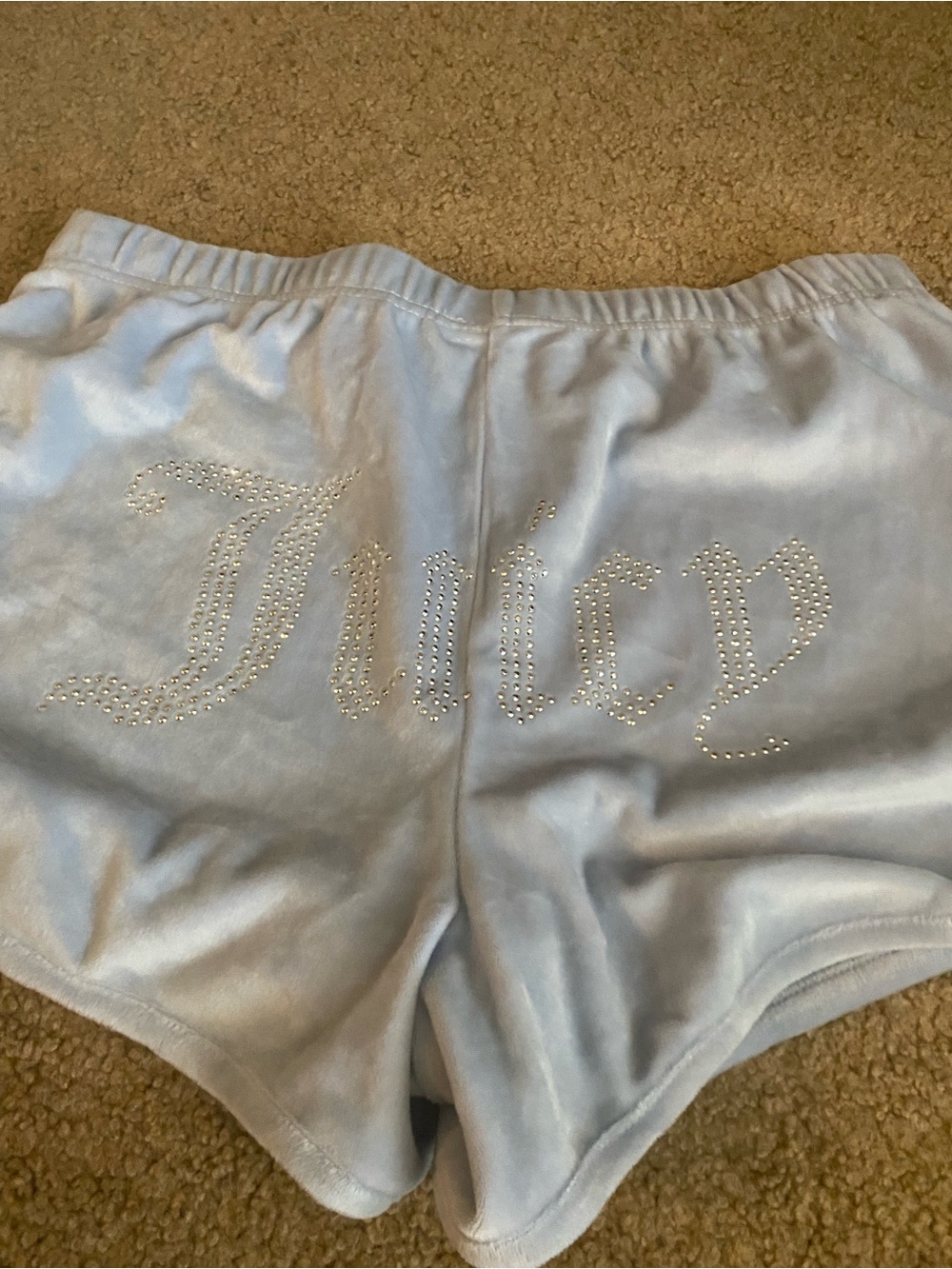 Juicy Couture NWOT Blue Velour Shorts Rhinestone Booty Bling M